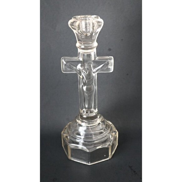 2 Vintage Crucifix Candlestick Holders Candle Holder Religion - Picture 2 of 7